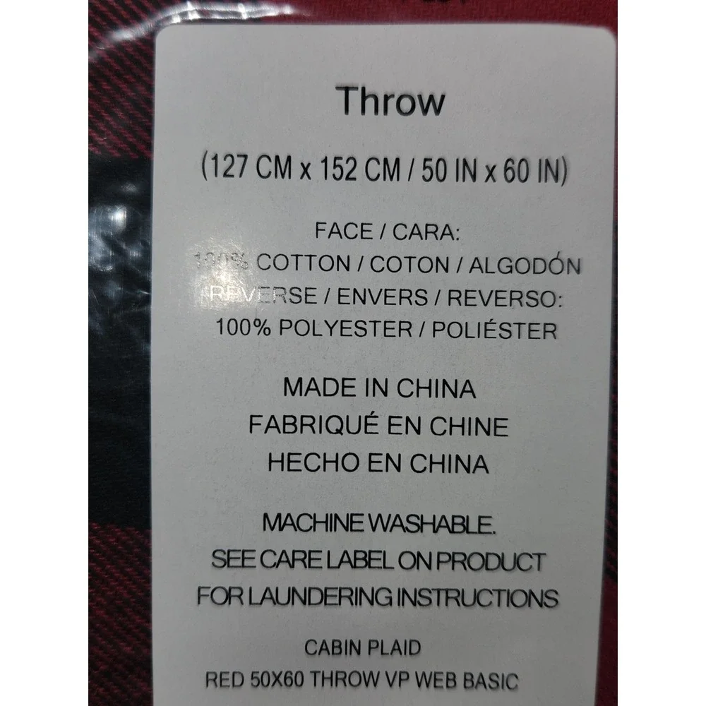 Eddie‎ Bauer~Cabin Plaid Red Sherpa 50x60